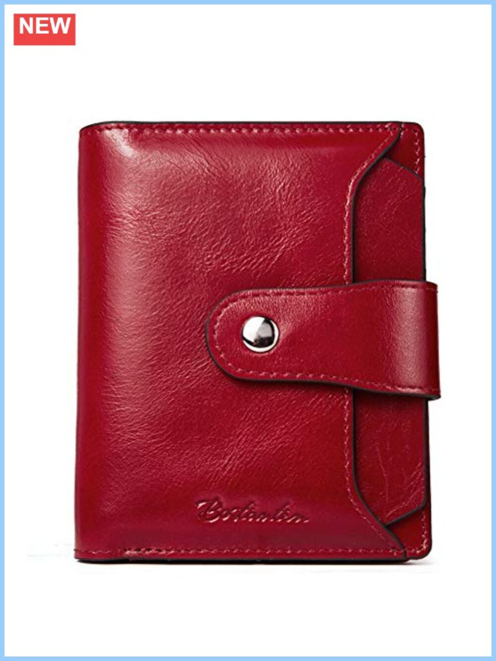 Leather Small RFID Blocking Bifold Wallet Credit Card Holder Button Closure